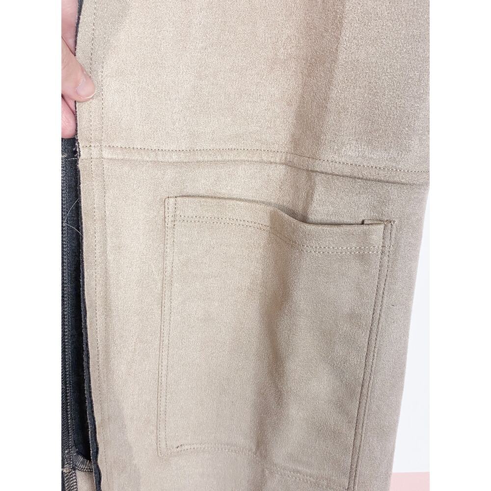Valette Tan Faux Suede Long Duster Vest - Picture 2 of 6